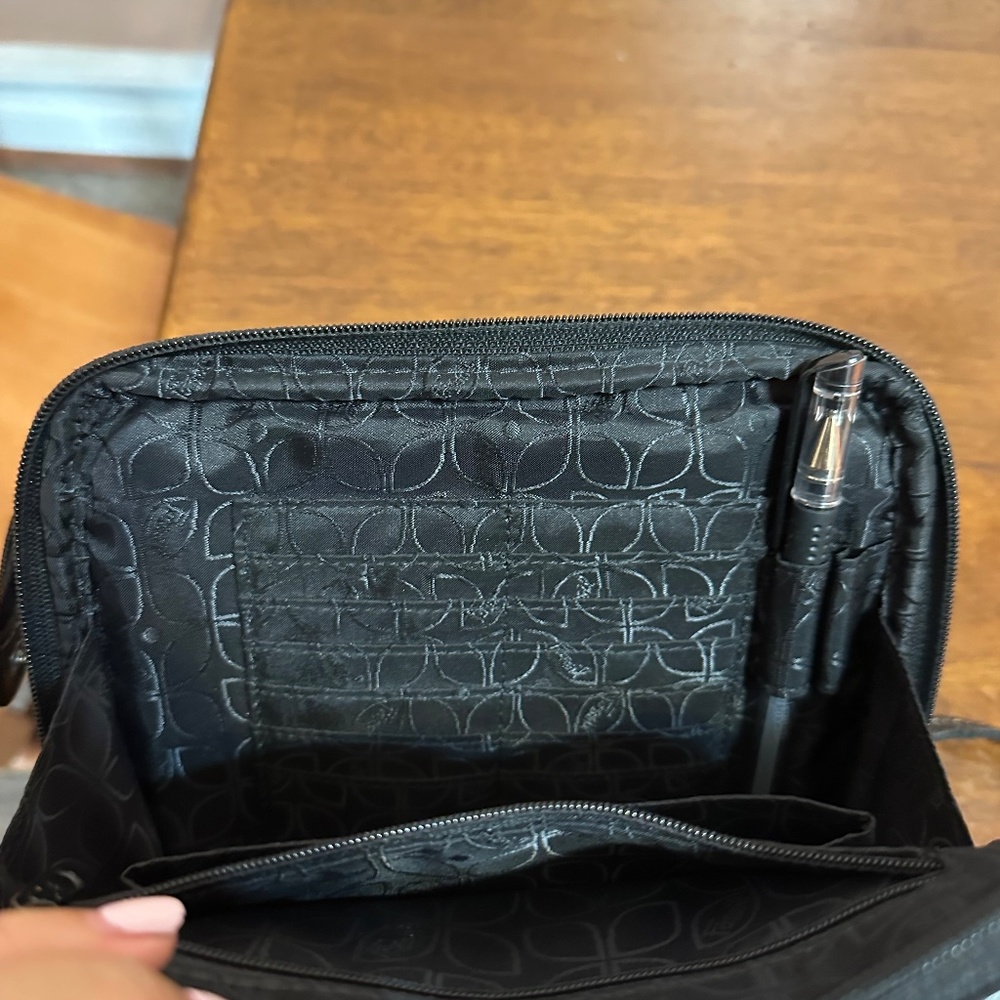 Vtg 90s/Y2K Fossil Black Leather Crossbody Organizer Bag - Picture 12 of 12
